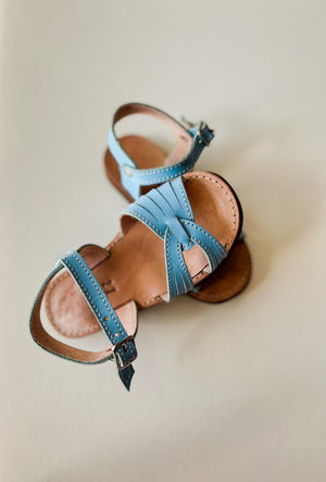 Piper Sandals  | Sky Blue Leather | Waffle Sole