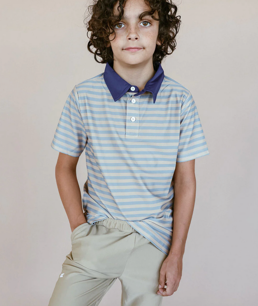 QB Gray Stripe Polo