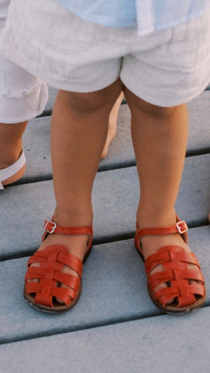 Finn Sandals  | Red Leather | Rubber Sole