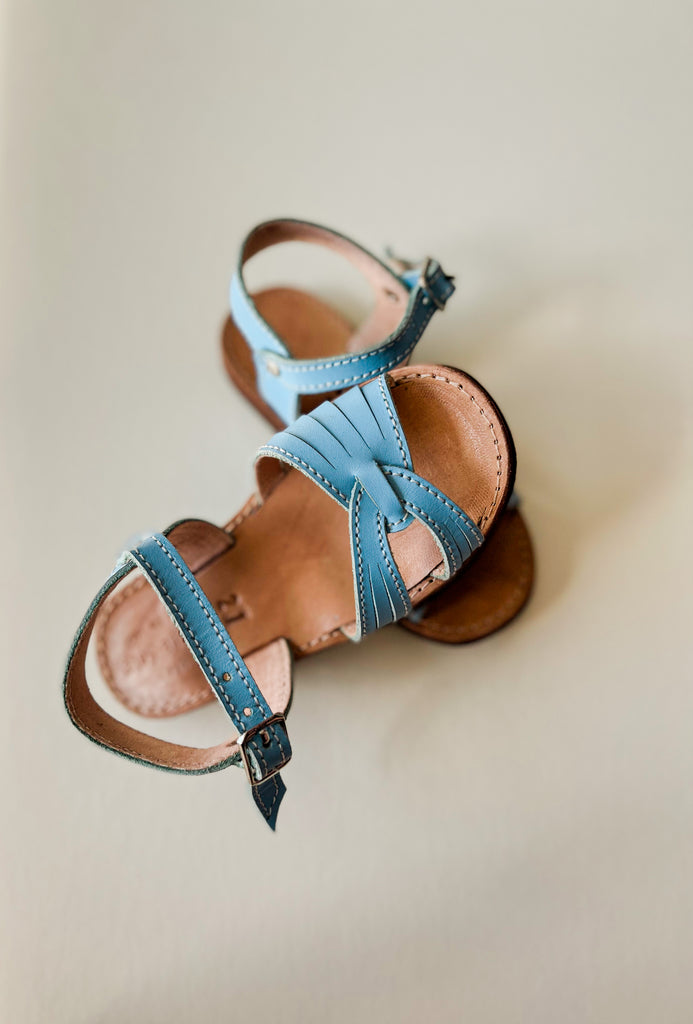 Piper Sandals  | Sky Blue Leather | Rubber Sole